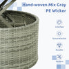 Hand-woven mix gray PE wicker base of outdoor round daybed with retractable canopy for sun protection and durability.