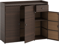 Outdoor PE Wicker Storage Cabinet with 3 Doors for Deck
