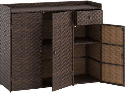 Costway Outdoor PE Wicker Storage Cabinet 3-Door Deck Patio Sideboard 27534406 New