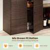 Outdoor PE wicker storage cabinet with 3 doors, mix brown color, featuring adjustable shelves for versatile deck.