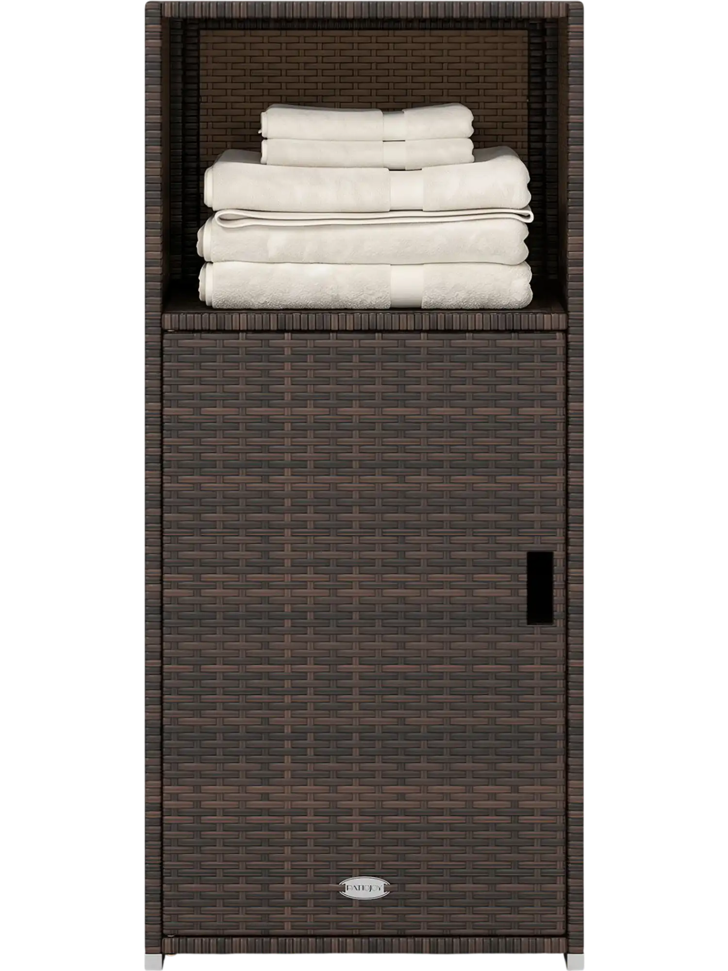 Costway Outdoor PE Wicker Storage Cabinet Patio Door Open Compartment 69262604 New