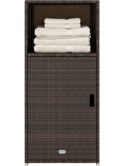 Costway Outdoor PE Wicker Storage Cabinet Patio Door Open Compartment 69262604 New