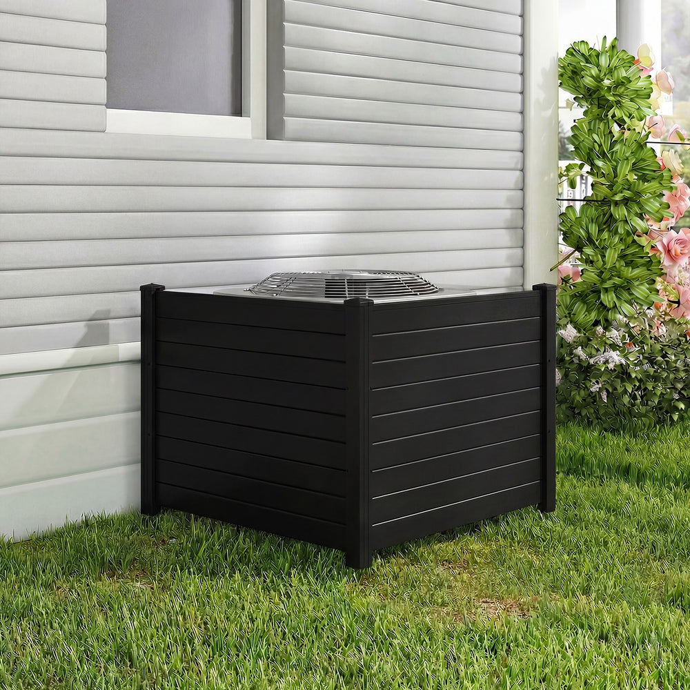 Outdoor PVC Air Conditioner Fence with 20 Inch Long Stakes-Black - Gallery View 1 of 8