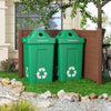Outdoor PVC privacy fence in brown, designed for trash cans or AC units, featuring 20-inch stakes for easy installation.