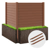 Outdoor PVC air conditioner fence in brown with 20-inch long stakes, ideal for privacy around AC units and gardens.