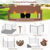 Outdoor PVC air conditioner fence assembly steps, featuring brown panels and 20-inch long stakes for easy installation.
