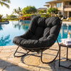Outdoor Papasan Rocking Chair with Thick Cushion and Pads-Black - Gallery View 1 of 10
