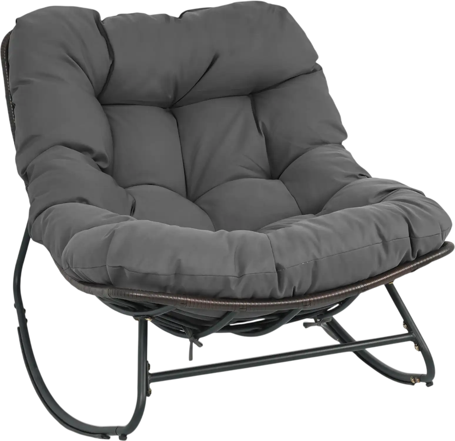 Costway Outdoor Papasan Rocking Chair Thick Cushion Pads 21707329 New