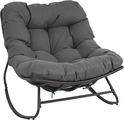Costway Outdoor Papasan Rocking Chair Thick Cushion Pads 21707329 New