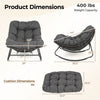 Gray outdoor Papasan rocking chair with thick 6.5" cushion, ergonomic design, and 400 lbs weight capacity for.