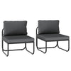Gray outdoor patio chairs set of 2 with removable cushions and adjustable foot pads for comfortable seating.