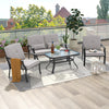 4 Pieces Outdoor Conversation Set with Seat Back Cushions and Waist Pillows-Gray - Gallery View 1 of 10