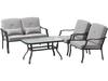 4-piece outdoor conversation set featuring gray cushions, a tempered glass coffee table, and ergonomic design for.