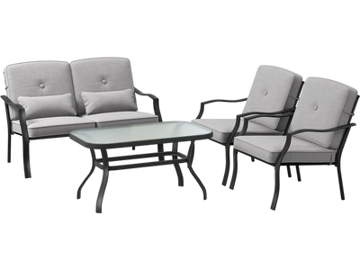Costway 4-Pc Outdoor Patio Conversation Set Cushions Waist Pillows 62789314 New