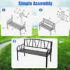Patio garden bench with metal frame, slatted seat design, ergonomic backrest, ideal for porch or garden use.