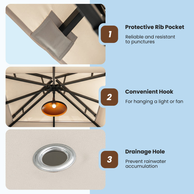 Costway Outdoor Patio Gazebo 12 x 10 Ft with Netting and 2-Tier Canopy Roof New