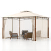 Costway Outdoor Patio Gazebo 12 x 10 Ft with Netting and 2-Tier Canopy Roof New