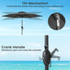 Tilt mechanism and crank handle of the 7.5 feet gray outdoor patio market umbrella for customizable shade and easy.