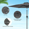 Close-up of the 7.5 feet gray market umbrella showcasing thick heavy-duty ribs and reinforced rib pockets for stability.