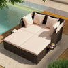 Outdoor Patio Rattan Daybed with Retractable Canopy and Side Tables-Beige - Gallery View 1 of 11