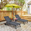 Single gray adjustable outdoor patio recliner chair with a 6-position backrest, ideal for relaxing in the garden or on.
