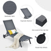 Gray adjustable outdoor patio recliner chair with breathable fabric, ergonomic backrest, and flexible rear wheels for.