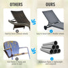 Gray 6-position adjustable outdoor patio recliner chair with aluminum frame and wheels for easy mobility, perfect for.