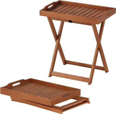 Costway Outdoor Patio Solid Wood Tray Coffee Table Removable Top 11585550 New