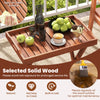 Outdoor patio solid wood tray table with removable top, featuring a slatted surface and foldable design for easy.
