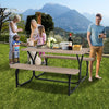 HDPE Outdoor Picnic Table Bench Set with Metal Base-Coffee - Gallery View 1 of 10