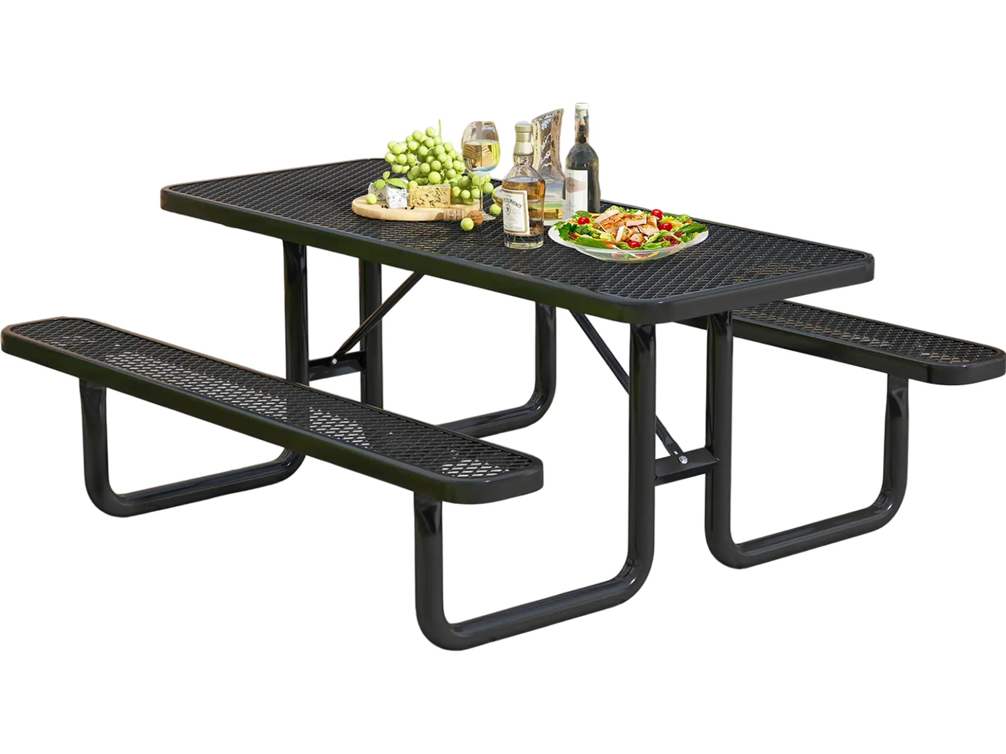 Costway Outdoor Picnic Table Bench Set for 8 Black 54367812 New