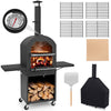Costway Wood Burning Pizza Oven with Grill Racks and Built-in Thermometer New