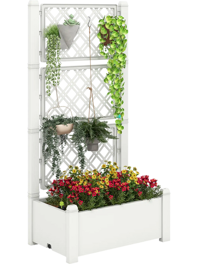 Costway Self-Watering Raised Garden Bed Planter Box Trellis Water Level Indicator 28193564 New