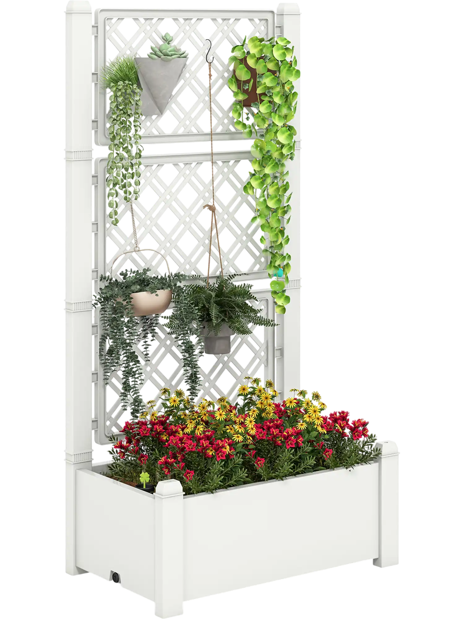 Costway Self-Watering Raised Garden Bed Planter Box Trellis Water Level Indicator 28193564 New