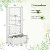 Self-watering outdoor planter box with trellis, greyish-white, features a 14-gal garden bed for versatile planting.