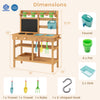 Outdoor play pretend kitchen with faucet, removable sinks, and storage pots for children aged 3+, made of natural wood.