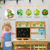 Outdoor play kitchen with removable sinks, chalkboard, and 4 pots for kids to enjoy imaginative gardening and cooking.