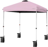 Pink outdoor pop-up canopy tent, 6.6' x 6.6', featuring a robust steel frame and four weight bags for enhanced.