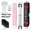 6.6 x 6.6 feet pink outdoor pop-up canopy tent with frame, roller bag, and accessories for easy setup and stability.