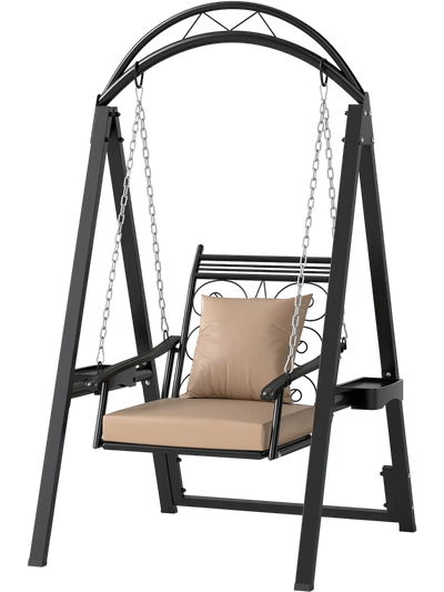 Costway Outdoor Porch Swing w/ Removable Cushions & Side Tables 13303219 New