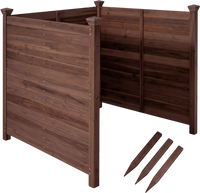 Outdoor privacy air conditioner fence in brown fir wood, designed to conceal units and enhance backyard aesthetics.
