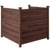 Outdoor privacy air conditioner fence made of robust fir wood, featuring a brown finish for backyard concealment.