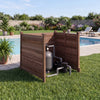 Outdoor privacy fence made of robust fir wood, ideal for concealing AC units and pool equipment in the backyard.