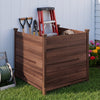 Outdoor privacy air conditioner fence made of fir wood, featuring a rustic brown finish, ideal for concealing equipment.