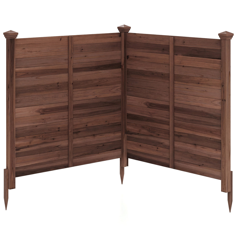 Outdoor privacy air conditioner fence in a corner design, made of durable fir wood for concealing equipment in style.