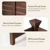 Outdoor privacy air conditioner fence in brown, made of fir wood with natural grain, designed to conceal equipment and prevent water buildup.