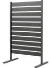 Freestanding outdoor privacy screen fence in gray with slatted design, ideal for backyard, patio, or poolside use.