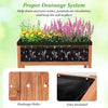 Outdoor raised garden bed made of fir wood with drainage holes and protective liner, ideal for planting herbs and.