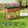 Large outdoor raised garden bed made of fir wood with bottom storage shelf, ideal for planting herbs, flowers, and.