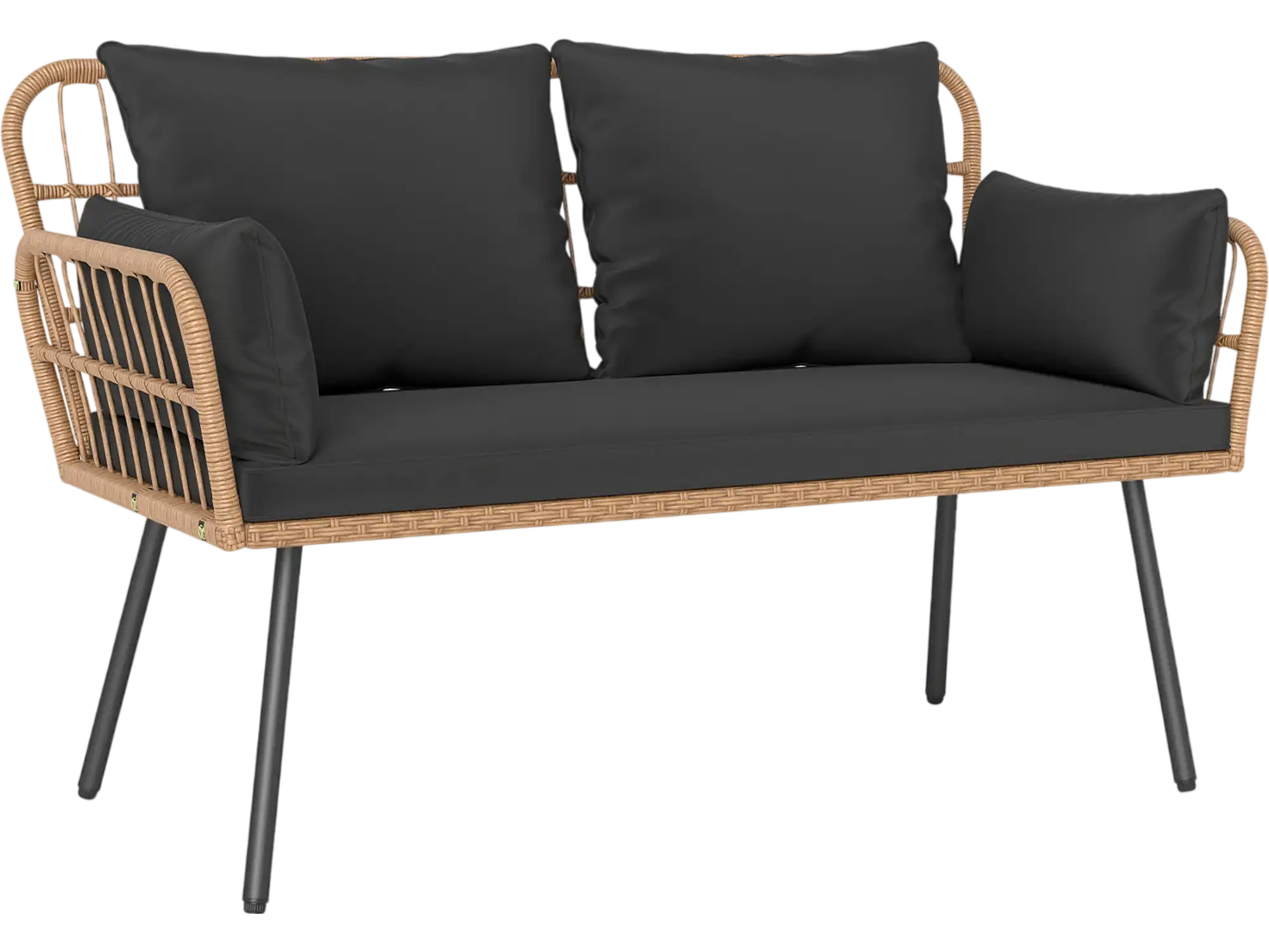 Costway Outdoor Rattan 2-Seat Chaise Lounge Chair w/ Cushions Metal Legs 28368675 New